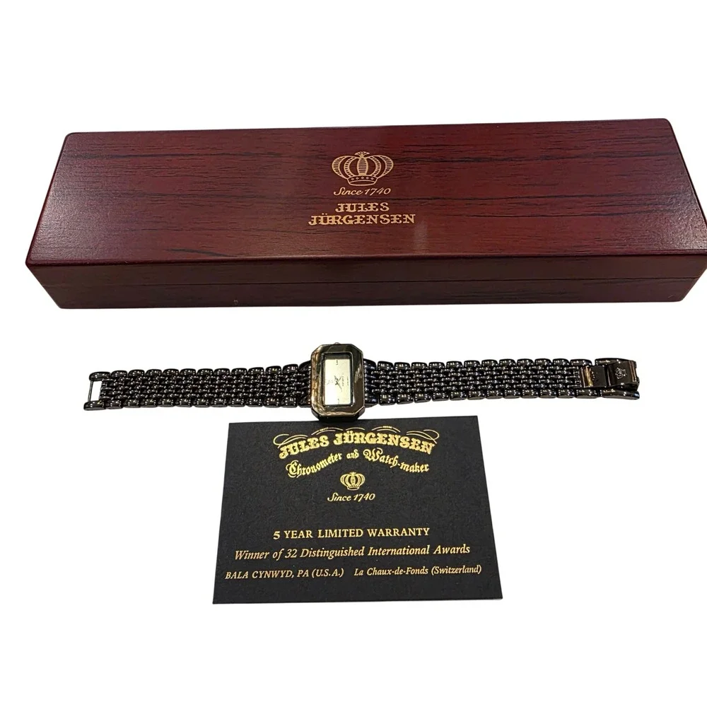 NEW Jules Jurgensen Chronometer Quartz‎  Watch Black Stainless Steel Bracelet
